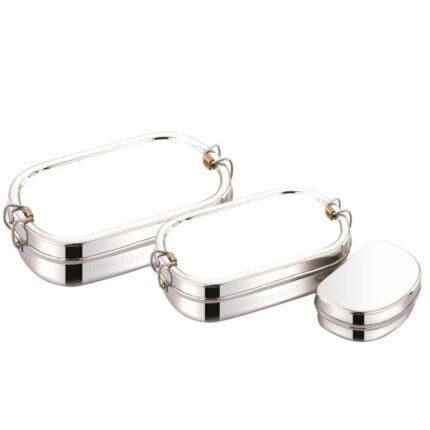 Stainless steel Oval Lunchbox with Inner snack container